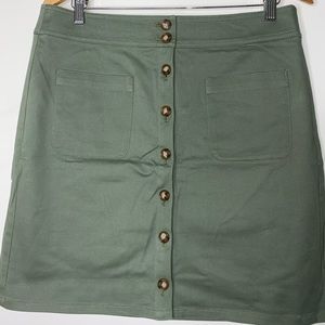 Green Buttoned Mini Skirt